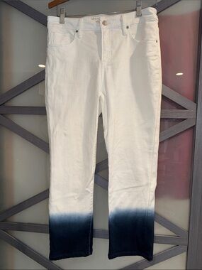 Chico's White to Navy Dip-Dye Ankle Jeans